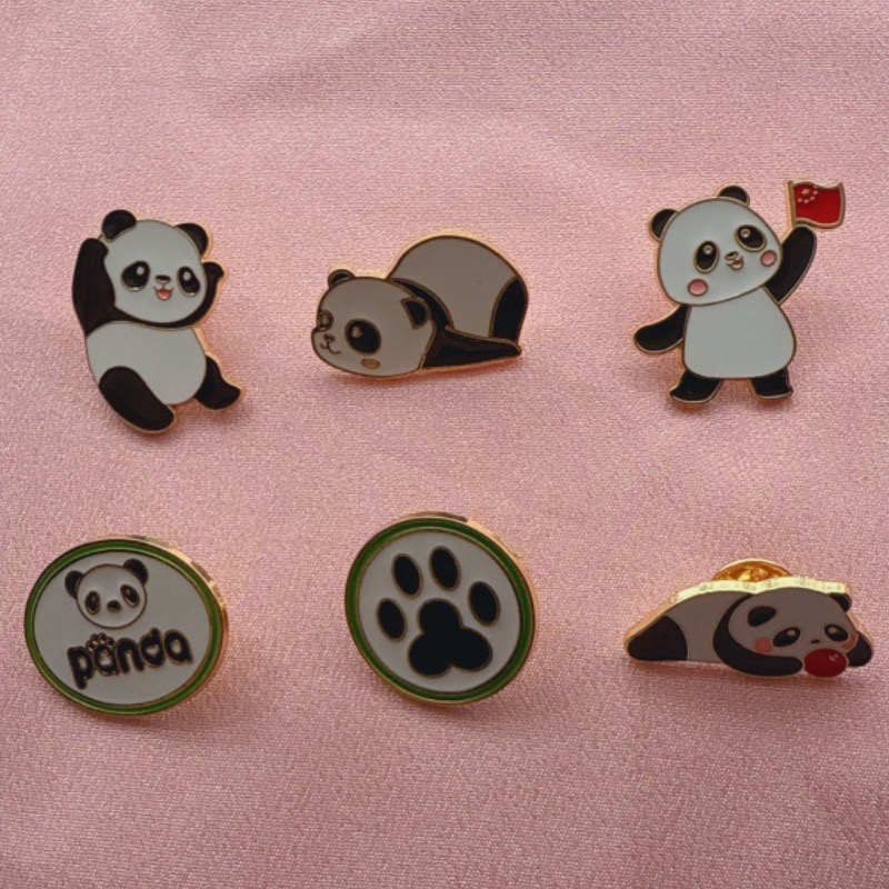 Eve Party - 6pcs Cartoon China Panda Badge Autumn/Winter