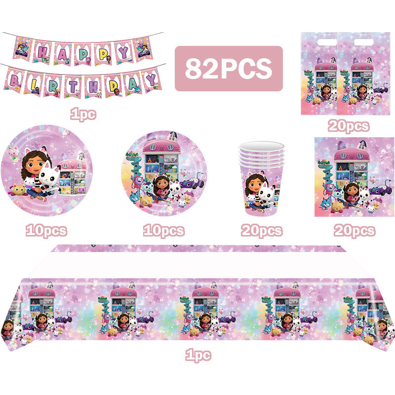 Table Cloth Disposable - Cute Gabbys Cat Birthday Party Decorations