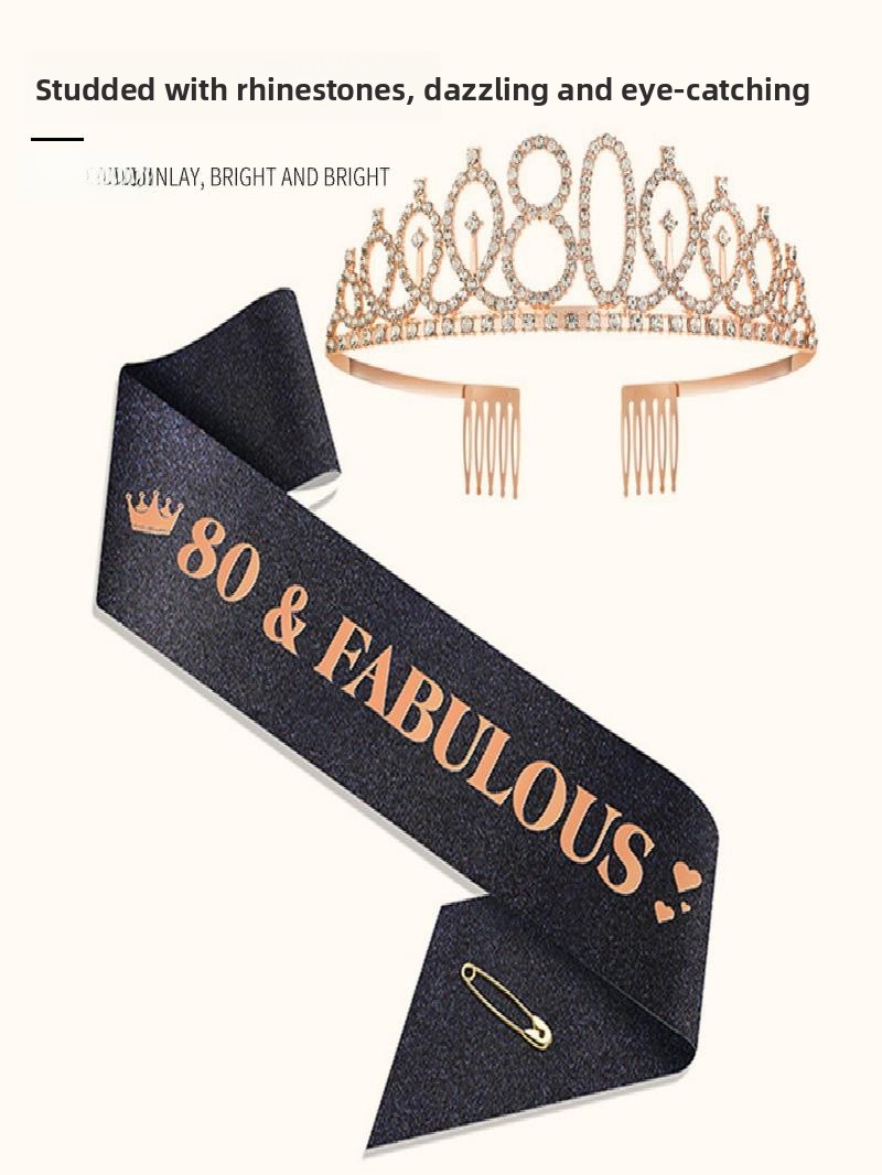 Champagne Gold Sparkle Crown S - огляд і ціна Birthday Sash Glitter