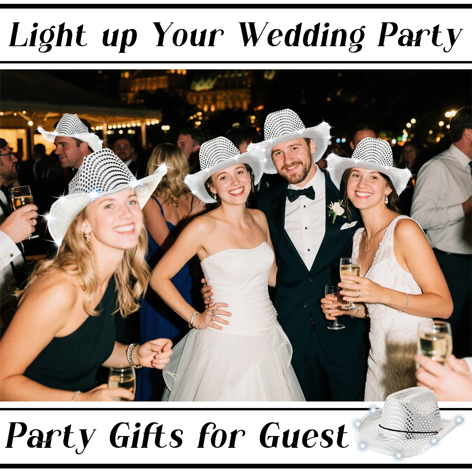 4/6/8/10/12/16Pcs LED Cowboy H - огляд і ціна Party Hat Cone