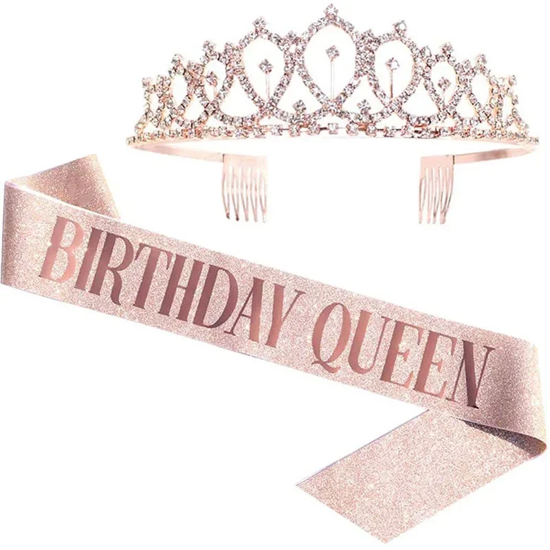 Birthday Queen Crown Girl Wome - огляд і ціна Birthday Sash Glitter