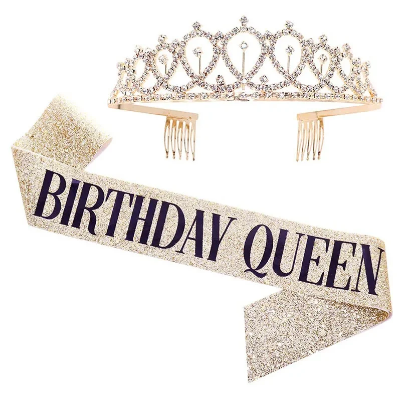 Birthday Queen Crown Girl Wome - огляд і ціна Birthday Sash Glitter