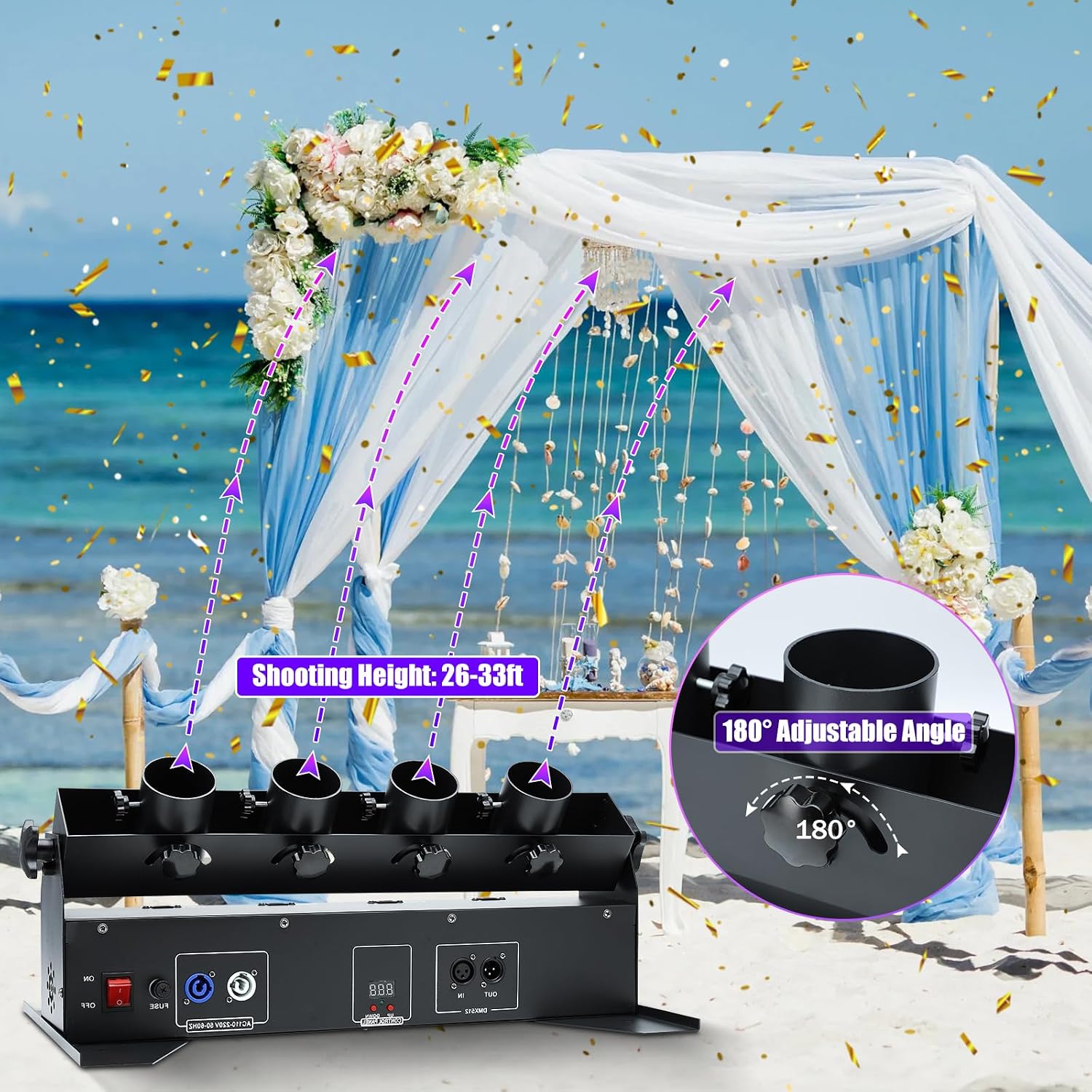 150W 4 Head Electric Confetti  - огляд і ціна Confetti Cannon Tube