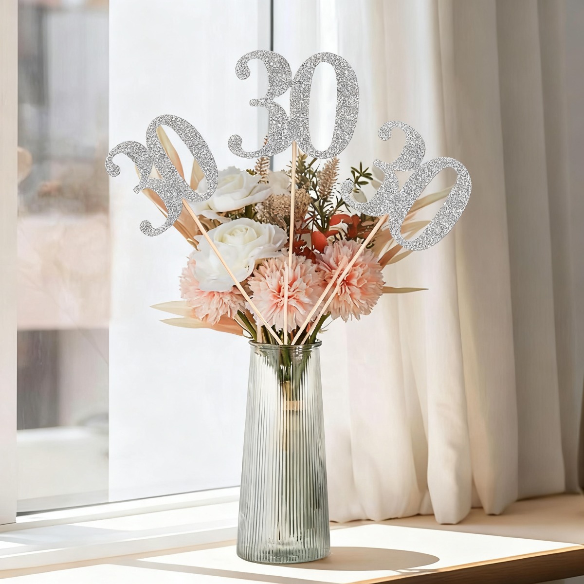 9pcs Silver Glitter 30th Birth - огляд і ціна Centerpiece Stick